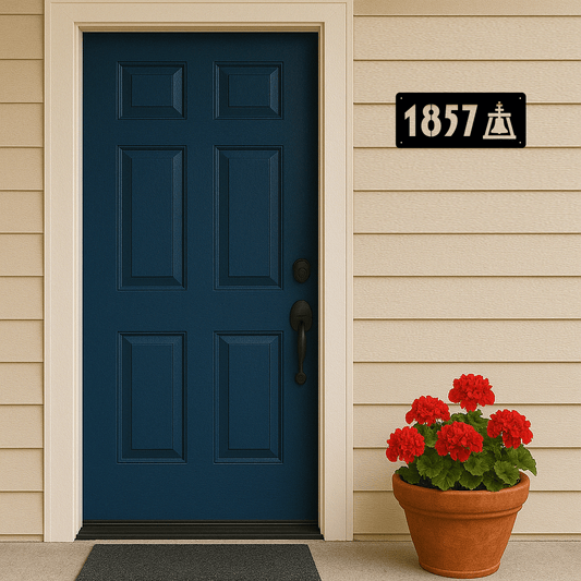Mission Bell Stencil Address Plaque