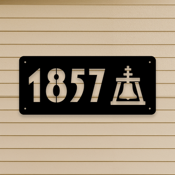 Mission Bell Stencil Address Plaque