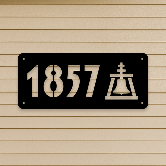 Mission Bell Stencil Address Plaque