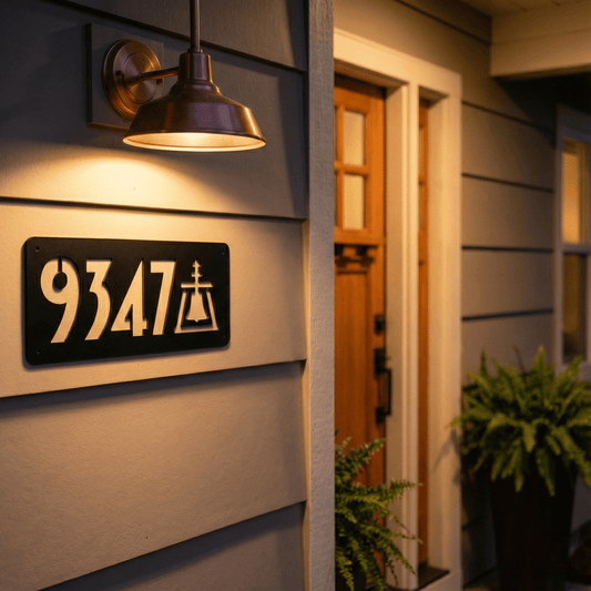 Mission Bell Stencil Address Plaque